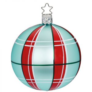 INGE-GLAS® Weihnachtsbaumkugel »Christmas Check mint« (1 St), mundgeblasen, handbemalt