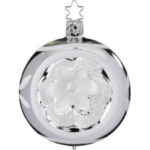 INGE-GLAS® Weihnachtsbaumkugel »Reflexkugel Blume silber« (1 St), mundgeblasen, handbemalt