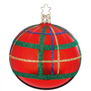 INGE-GLAS® Weihnachtsbaumkugel »Squared rot« (1 St), mundgeblasen, handbemalt