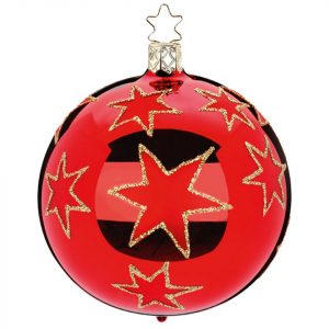 INGE-GLAS® Weihnachtsbaumkugel »Weihnachtssterne rot glänzend« (1 St), mundgeblasen, handbemalt