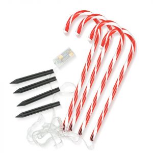 Jiubiaz LED-Lichterkette »LED-Leuchtmittel »Zuckerstangen LED Beleuchtung Leuchtstab mit Erdspieß Außen Weihnachtsdeko für Garten 4er Set«,…