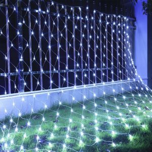 Jiubiaz LED-Lichternetz »LED-Lichtervorhang 4.5×1.6m LED Lichternetz mit 300 LEDs für Innen und Aussen Lichterkette Weihnachtsleuchte 8 Modi Kaltweiß«