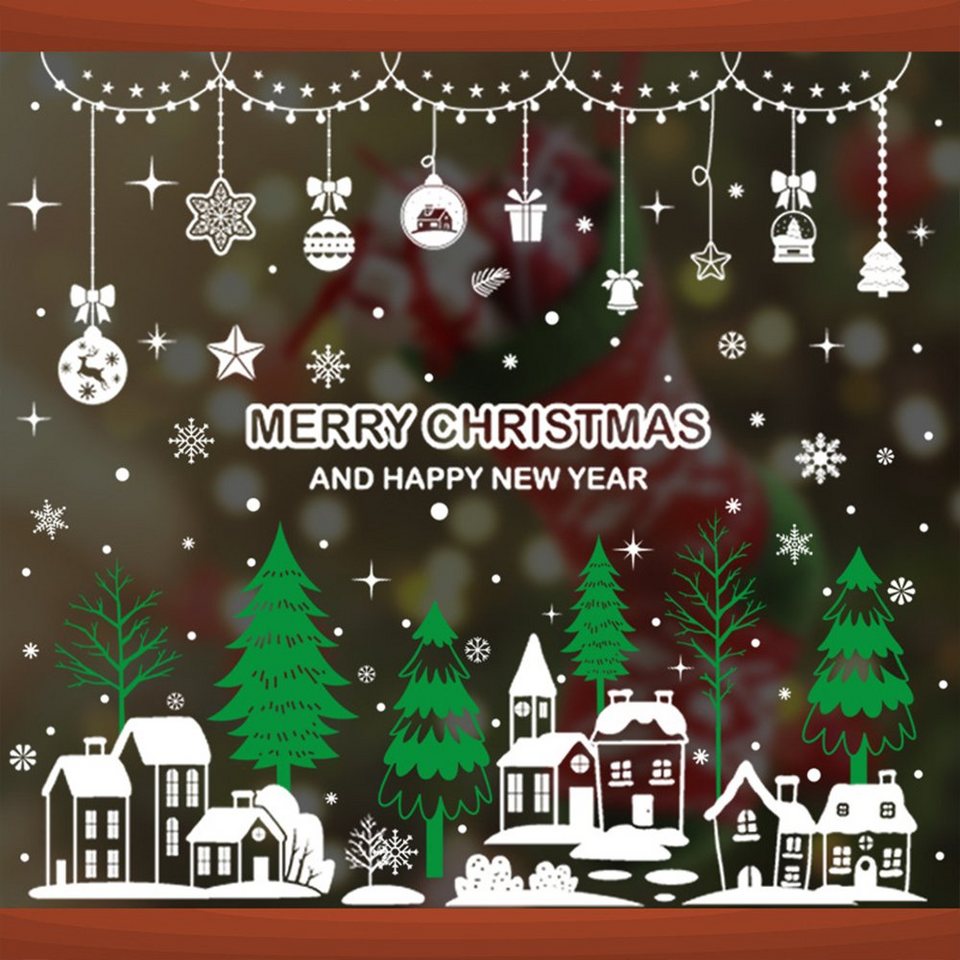 Produktbild von 2 Stück Weihnachtliche Goldene Glasfenster Aufkleber Diy - Germany