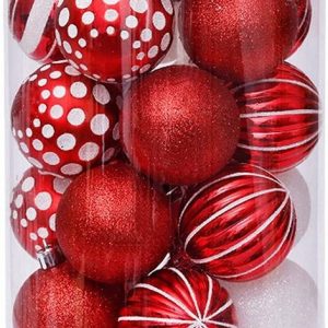 Jormftte Weihnachtskugelständer »Christbaumkugeln- 30 Weihnachtskugeln Grün aus Kunststoff- Weihnachtsbaum Deko & Christbaumschmuck(Rot-Weiss)«