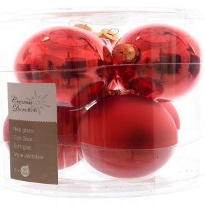 Kaemingk Weihnachtsbaumkugel »Christbaumkugeln Weihnachtskugeln Glas Ø 8 cm 6 Stück weihnachtsrot glänzend/matt«