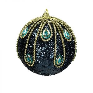 Kersten BV Weihnachtsbaumkugel »6x Große Kugel Pfauenauge Styropor Blau 12cm Glitter Weihnachtsschmuck Weihnachten Christbaumschmuck Pfau Anhänger«