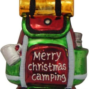 Krebs Glas Lauscha Christbaumschmuck »Camping-Rucksack frohe Weihnachten« (1-tlg), mundgeblasen