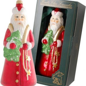 Krebs Glas Lauscha Christbaumschmuck »Santa rot mit grüner Tanne« (1-tlg), mundgeblasen