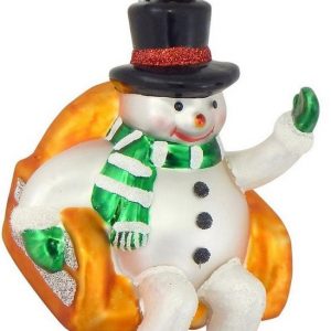 Krebs Glas Lauscha Christbaumschmuck »Schneemann im Sessellift« (1-tlg), mundgeblasen
