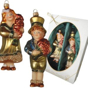 Krebs Glas Lauscha Christbaumschmuck »Viktorianische Kinder mit Blumenstrauß« (2-tlg), mundgeblasen