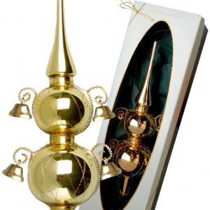 Krebs Glas Lauscha Christbaumspitze »Doppelspitze mit Glöckchen«, (1 tlg.), mundgeblasen