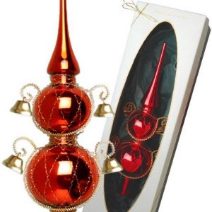 Krebs Glas Lauscha Christbaumspitze »Doppelspitze mit Glöckchen« (1-tlg), mundgeblasen