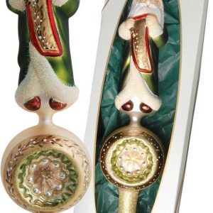 Krebs Glas Lauscha Christbaumspitze »KGL80947« (1-tlg), aus Glas, mit Santa auf Reflexkugel