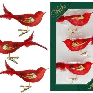 Krebs Glas Lauscha Weihnachtsbaumklammer »CBK80876« (3-tlg), Vogelsortiment