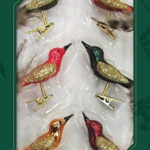 Krebs Glas Lauscha Weihnachtsbaumklammer »Minivögel«, (Set, 6 tlg.), mundgeblasen