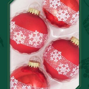 Krebs Glas Lauscha Weihnachtsbaumkugel »Banddekor Schneekristall« (4 St)