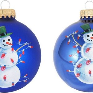 Krebs Glas Lauscha Weihnachtsbaumkugel »CBK00493« (4 St), mit Schneemann