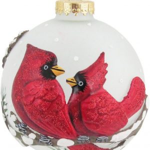 Krebs Glas Lauscha Weihnachtsbaumkugel »CBK30412« (1 St), mit 3D Vogel