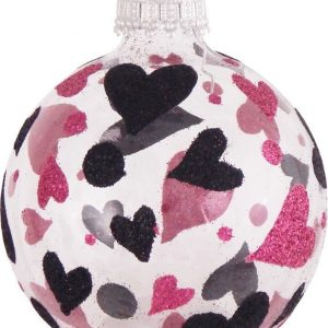 Krebs Glas Lauscha Weihnachtsbaumkugel »CBK62327« (4 St), mit mehrfarbigen Herzen und Punkten