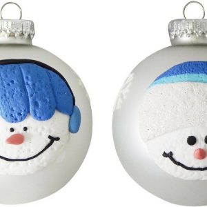 Krebs Glas Lauscha Weihnachtsbaumkugel »CBK70032« (4 St), mit Schneemann-Gesichtern
