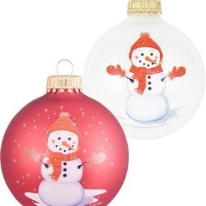 Krebs Glas Lauscha Weihnachtsbaumkugel »CBK82316« (4 St), aus Glas, mit Schneemann-Motiv