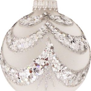 Krebs Glas Lauscha Weihnachtsbaumkugel »CBK90249« (4 St), mit silberfarbenen Vorhängen