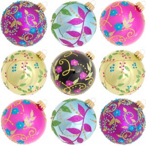 Krebs Glas Lauscha Weihnachtsbaumkugel »KGL03363«, (Set, 9 St.), aus Glas, mit Dekor