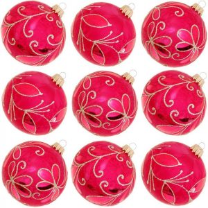 Krebs Glas Lauscha Weihnachtsbaumkugel »KGL03375« (9 St), aus Glas, mit Dekor