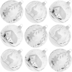 Krebs Glas Lauscha Weihnachtsbaumkugel »KGL03381« (9 St), aus Glas, mit Weihnachtsmotiv