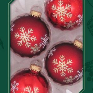 Krebs Glas Lauscha Weihnachtsbaumkugel »Schneestern« (4 St)