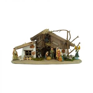 Krippenursel Krippe »Weihnachtskrippe Winn inkl. 11-tlg. Figurensatz K 111« (11-tlg), Der Trafo für die bereits installierte Beleuchtung ist im…