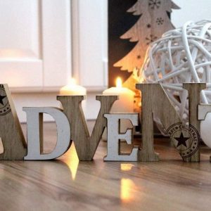 LB H&F Lilienburg Deko-Schriftzug »LB H&F Weihnachtsdeko Adventsdeko natürlich zum hinstellen Holz Natur Winterdeko Holzaufsteller Weihnachten...