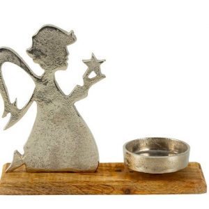 LB H&F Lilienburg Kerzenhalter »Kerzenhalter Tischdeko Weihnachten Advent Engel silber ALU«