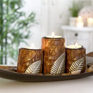 LB H&F Lilienburg Tischkerzenhalter »Teelichthalter Kerzenhalter Kerzenständer Windlicht SET Geschenkset Dekoteller Dekotablett Kerzentablett...