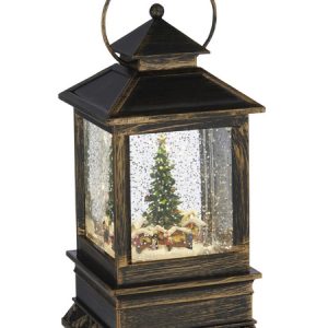 LED-Schneelaterne, eckig, Höhe: 22 cm, batterie, braun