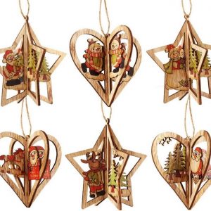 Leway Baumbehang »3D Weihnachtsbaumschmuck Deko Holz 6er Christbaumschmuck Handgemachte«