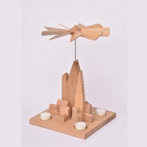 livingtools Weihnachtspyramide »Leipziger Städte-Pyramide NATUR«, Unikat aus upgecycelten heimischen Harthölzern