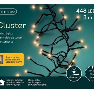 Lumineo LED-Lichterkette »Lumineo Lichterkette Cluster 448 LED’s 3 m klassisch warm, schwarzes Kabel«, Indoor & Outdoor, dimmbar, 8h-Timer,…