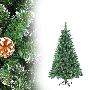 LZQ Künstlicher Weihnachtsbaum »Weihnachtsbaum künstlich PVC mit Schnee-Effekt & Kiefernzapfen«, Höhe:120 cm,ohne Beleuchtung