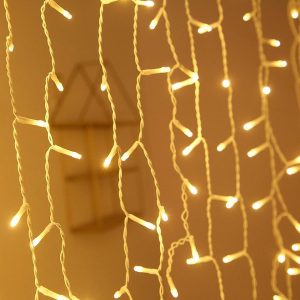 LZQ LED-Lichterkette »LED Lichtervorhang Warmweiß Lichterkette 8 Modi«, 5M 200 LEDs Lichterkettenvorhang für Außen&Innen