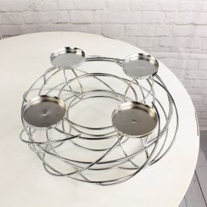Macosa Home Adventskranz, Adventskranz Metall Silber Metall 36 cm Adventsgesteck 4 Kerzenhalter Tisch-Dekoration modern Advent Weihnachtsdeko...