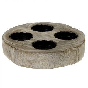 Macosa Home Adventskranz, Deko-Kranz Moderne Weihnachtsdeko ca. Ø 22 cm in grau lasiert klein Tischdeko Adventskranz aus Baumstamm Baum Scheibe mit…