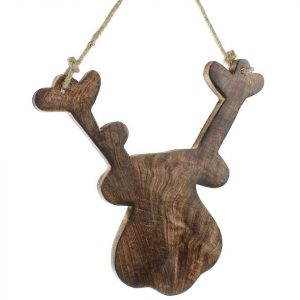 Macosa Home Weihnachtsfigur (2 St), Weihnachtsdeko Rentier Weihnachten 2er Set Holz Natur Baumschmuck zum hängen Fenster-Deko modern Tür…