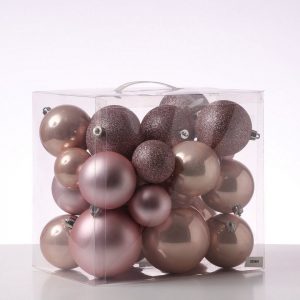 MARELIDA Weihnachtsbaumkugel »Christbaumkugel Weihnachtskugel bruchfest glänzend matt glitzernd rosa 26er Set« (26 St)
