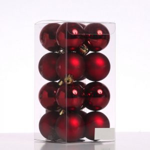MARELIDA Weihnachtsbaumkugel »Christbaumkugel Weihnachtskugel bruchfest D: 4cm glänzend matt weinrot 16er Set« (16 St)