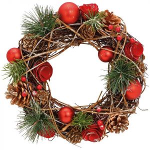 matches21 HOME & HOBBY Adventskranz »Weihnachtskränze Weihnachtsdeko Türkranz rot braun Holz Ø 24 cm«