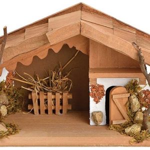 matches21 HOME & HOBBY Dekofigur »Krippe Holz Weihnachtskrippe alpenländisch braun / weiß 26x13x10 cm« (1 St)