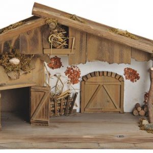 matches21 HOME & HOBBY Krippe »Große Krippe Holz Weihnachtskrippe alpenländischer Stall«, Authentische Bemalung