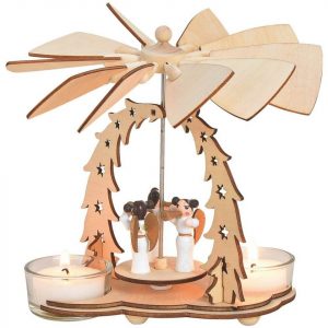 matches21 HOME & HOBBY Weihnachtspyramide »Weihnachtspyramide Engel 2 Teelichter Holz 1-stöckig Tischdeko«