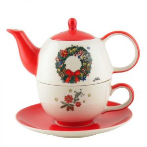 Mila Teekanne »Mila Keramik Tee-Set Motiv Weihnachtskranz«, 0,4 l, (Set)